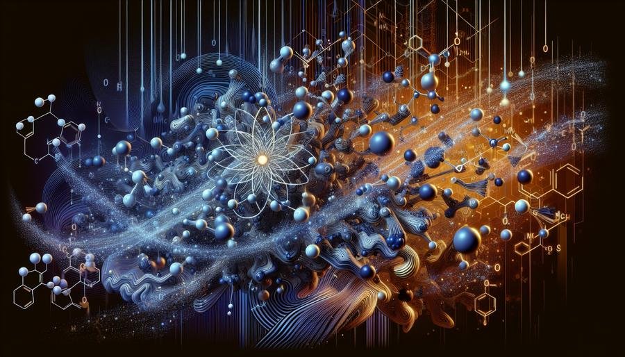 Dynamic illustration of atomic movement in a palladium oxidation reaction, showcasing energy, transformation, and machine learning integration.